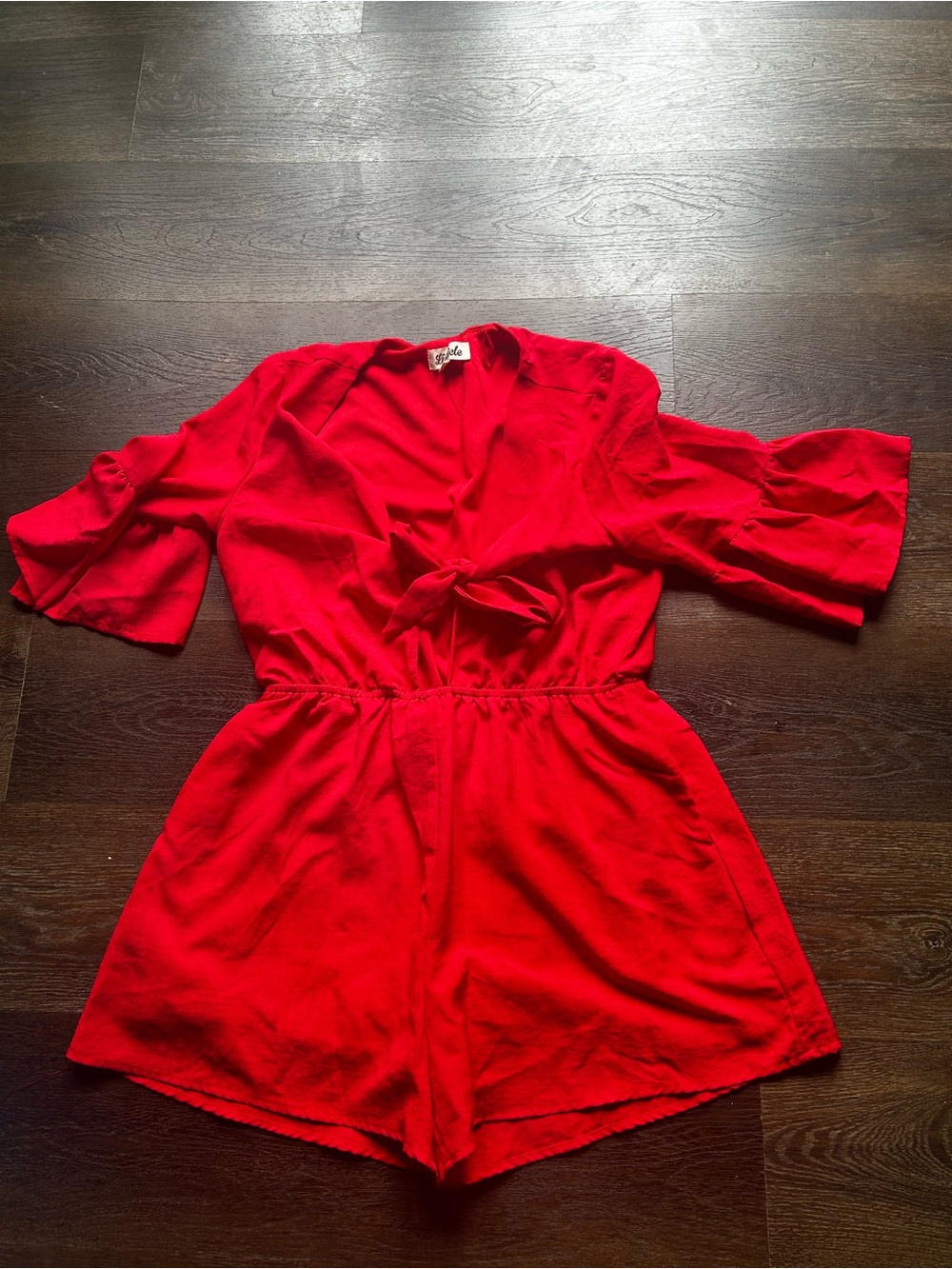 Listicle Red Tie-Front Short Sleeve Romper